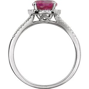 14K White Gold Lab-Grown Ruby & 1/6 CTW Natural Diamond Ring
