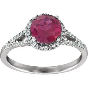 14K White Gold Lab-Grown Ruby & 1/6 CTW Natural Diamond Ring