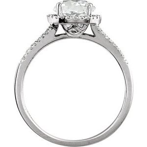 14K White Gold Lab-Grown White Sapphire & 1/6 CTW Natural Diamond Ring