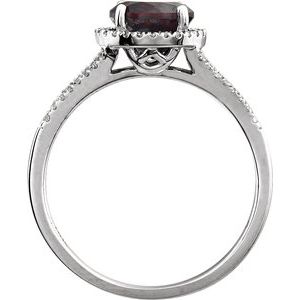 14K White Gold Natural Mozambique Garnet & 1/6 CTW Natural Diamond Ring