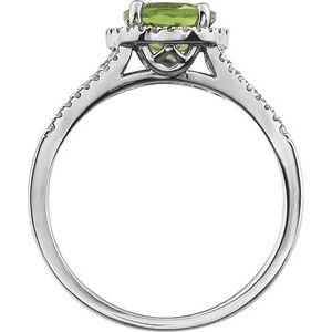 14K White Gold Natural Peridot & 1/6 CTW Natural Diamond Ring
