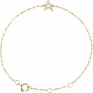 14K Yellow Gold Vermeil .06 CTW Lab-Grown Diamond Initial A 6-7" Bracelet