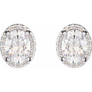 Platinum 1/2 CTW Natural Diamond Halo-Style Earrings