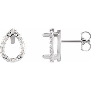 14K White Gold 8x5 mm Pear 1/5 CTW Natural Diamond Semi-Set Halo-Style Earrings