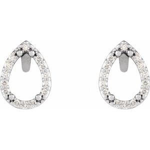 14K White Gold 6x4 mm Pear 1/10 CTW Natural Diamond Semi-Set Halo-Style Earrings – image 2