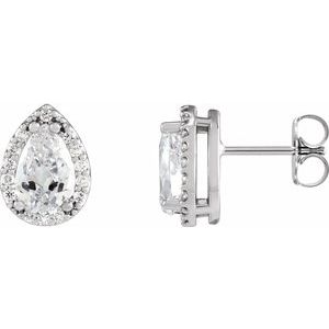 Sterling Silver 4x2.5 mm Pear 1/4 CTW Natural Diamond Halo-Style Earrings