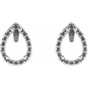 Platinum 5x3 mm Pear 4-Prong Halo-Style Friction Post Earring Mounting – image 2