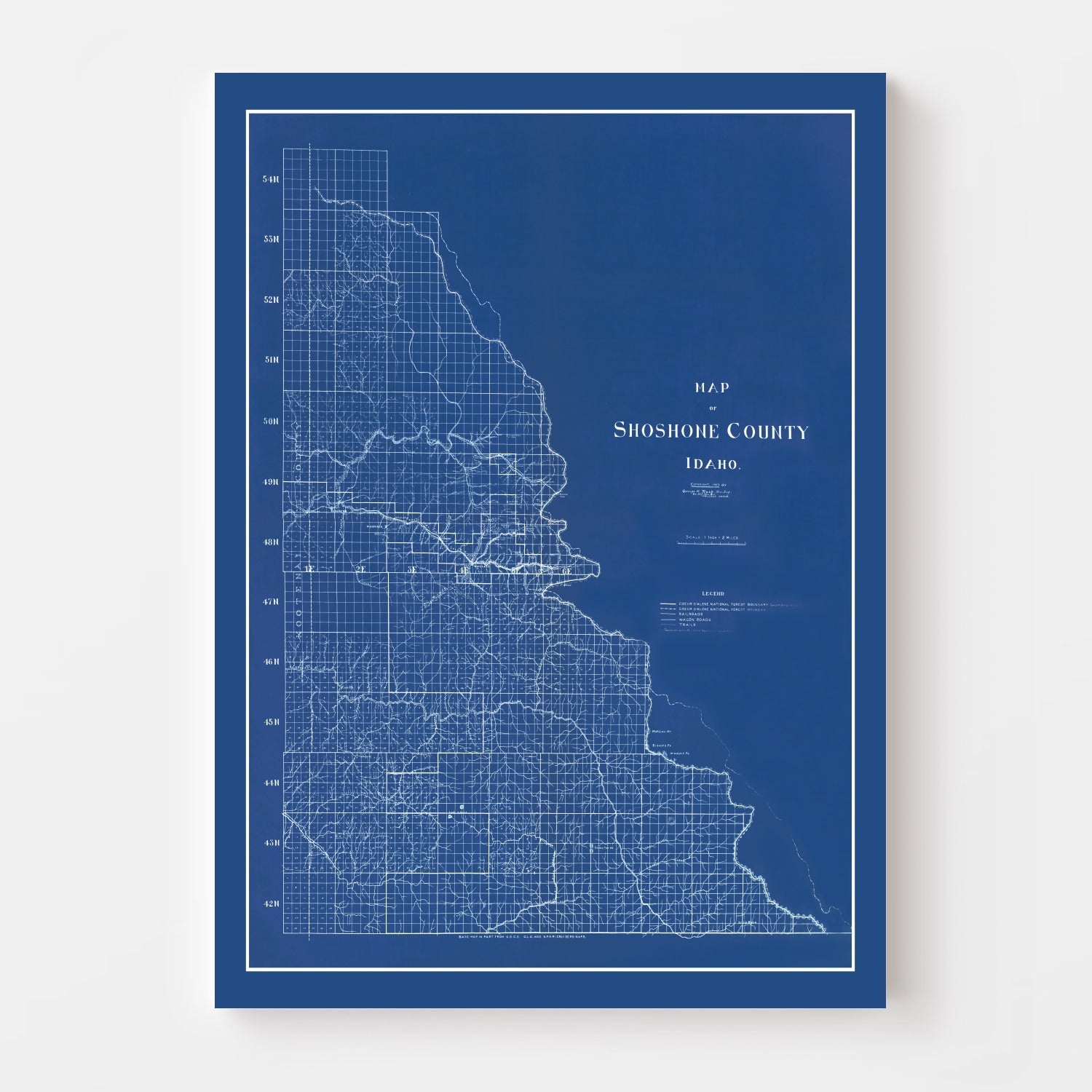Vintage Map of Shoshone County, Idaho 1907