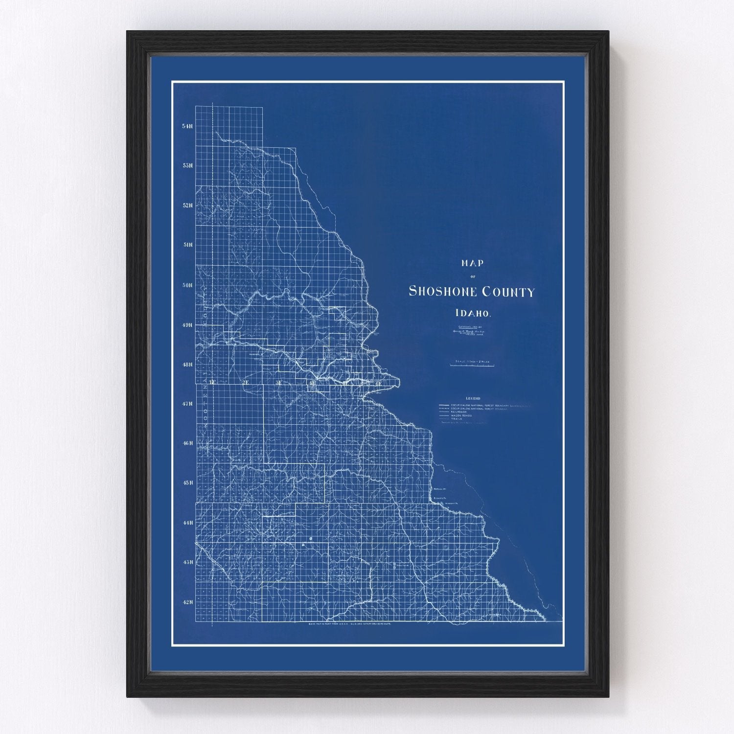 Vintage Map of Shoshone County, Idaho 1907