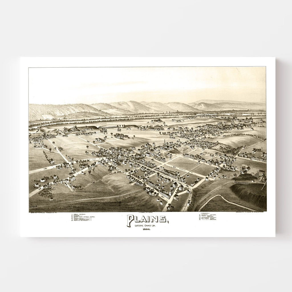 Vintage Map of Plains, Pennsylvania 1892