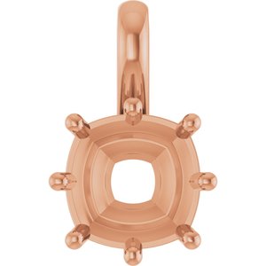 10K Rose Gold 8 mm Cushion Charm/Pendant Mounting – image 2
