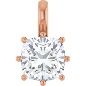 10K Rose Gold 8 mm Cushion Charm/Pendant Mounting