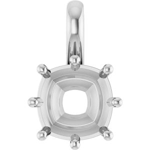 Platinum 8 mm Cushion Charm/Pendant Mounting – image 2