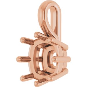 14K Rose Gold 8 mm Cushion Charm/Pendant Mounting – image 4