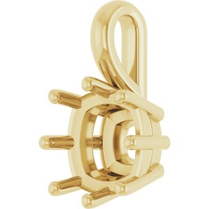 14K Yellow Gold 8 mm Cushion Charm/Pendant Mounting – image 4