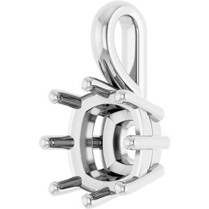 14K White Gold 8 mm Cushion Charm/Pendant Mounting – image 4