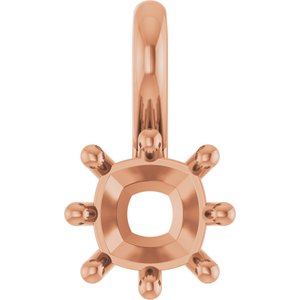 14K Rose Gold 5 mm Cushion Charm/Pendant Mounting – image 2