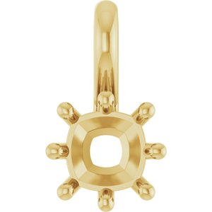 18K Yellow Gold 5 mm Cushion Charm/Pendant Mounting – image 2