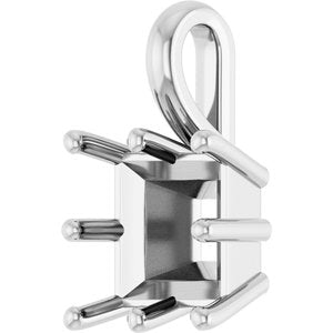 14K X1 White Gold 7.5 mm Square Charm/Pendant Mounting – image 4