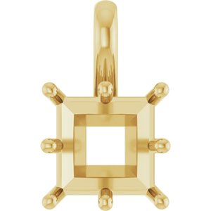 10K Yellow Gold 7.5 mm Square Charm/Pendant Mounting – image 2