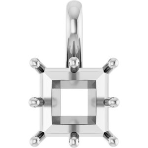 10K White Gold 7.5 mm Square Charm/Pendant Mounting – image 2