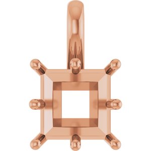 10K Rose Gold 7.5 mm Square Charm/Pendant Mounting – image 2