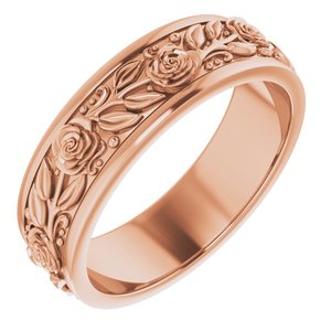 18K Rose Gold 7 mm Floral Flat Band Size 12