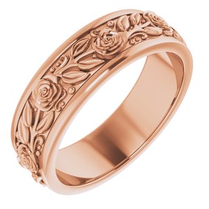 18K Rose Gold 7 mm Floral Flat Band Size 11.5