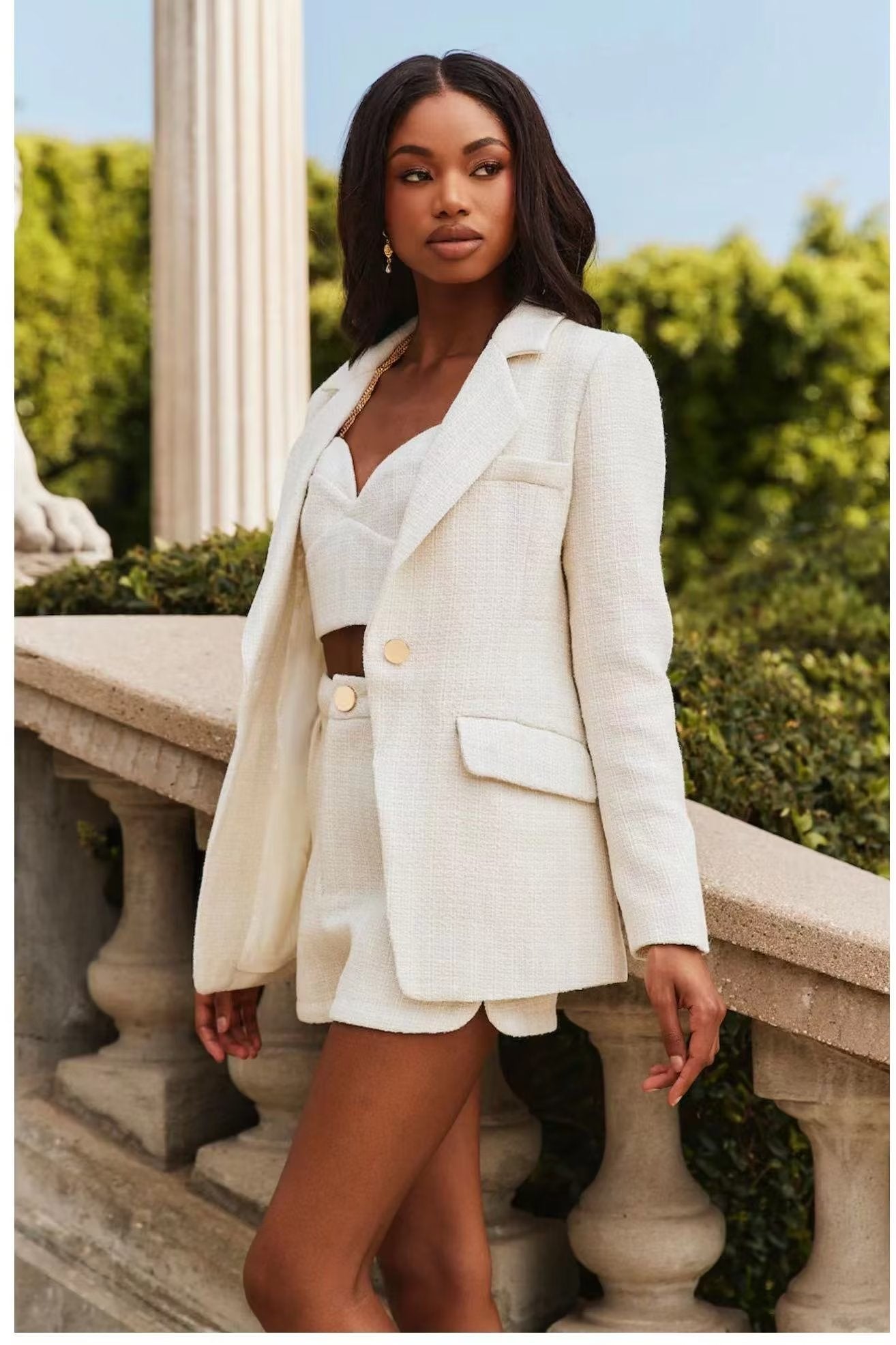 White Chic Blazer Suit Ensembleh