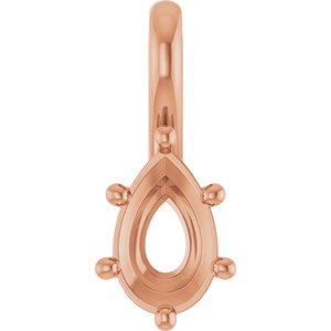 18K Rose Gold 8x5 mm Pear Charm/Pendant Mounting – image 2