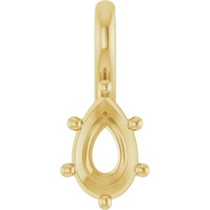 10K Yellow Gold 8x5 mm Pear Charm/Pendant Mounting – image 2