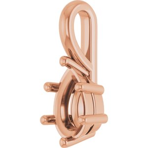 18K Rose Gold 8x5 mm Pear Charm/Pendant Mounting – image 4