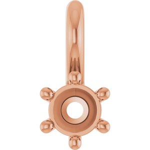 14K Rose Gold 3.2 mm Round Charm/Pendant Mounting – image 2