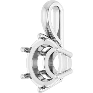 10K White Gold 10 mm Round Charm/Pendant Mounting – image 4