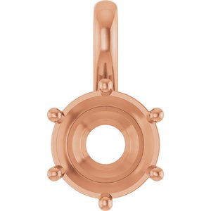 18K Rose Gold 8 mm Round Charm/Pendant Mounting – image 2