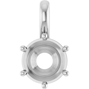 18K White Gold 8 mm Round Charm/Pendant Mounting – image 2
