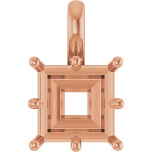 18K Rose Gold 8 mm Square Charm/Pendant Mounting – image 2