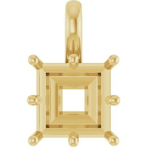 18K Yellow Gold 8 mm Square Charm/Pendant Mounting – image 2