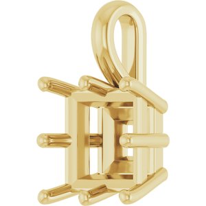 10K Yellow Gold 8 mm Square Charm/Pendant Mounting – image 4