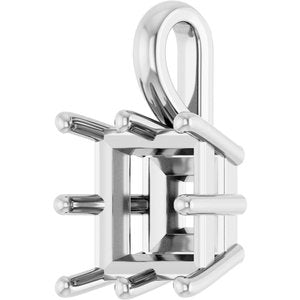 14K X1 White Gold 8 mm Square Charm/Pendant Mounting – image 4