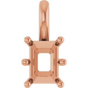18K Rose Gold 7x5 mm Emerald Charm/Pendant Mounting – image 2