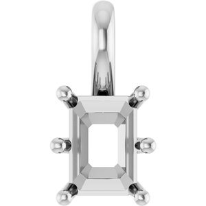 10K White Gold 7x5 mm Emerald Charm/Pendant Mounting – image 2