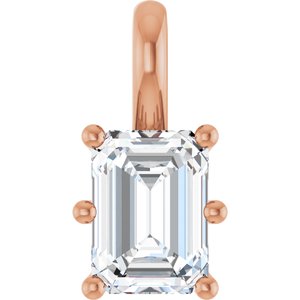 18K Rose Gold 7x5 mm Emerald Charm/Pendant Mounting