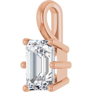 10K Rose Gold 7x5 mm Emerald Charm/Pendant Mounting – image 3