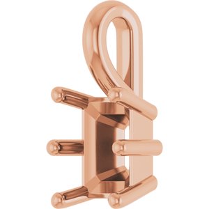 10K Rose Gold 7x5 mm Emerald Charm/Pendant Mounting – image 4