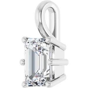 14K X1 White Gold 7x5 mm Emerald Charm/Pendant Mounting – image 3