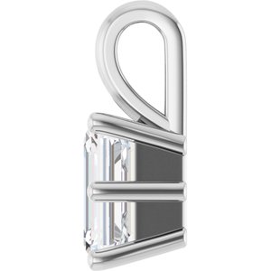 14K White Gold 7x5 mm Emerald Charm/Pendant Mounting – image 5
