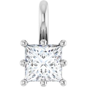 14K White Gold 4.5 mm Square Charm/Pendant Mounting