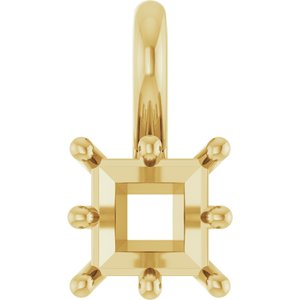 18K Yellow Gold 4.5 mm Square Charm/Pendant Mounting – image 2
