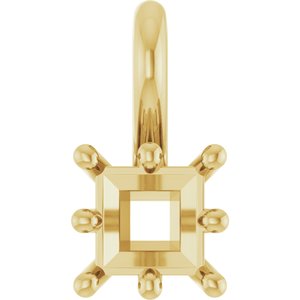 14K Yellow Gold 3.75 mm Square Charm/Pendant Mounting – image 2